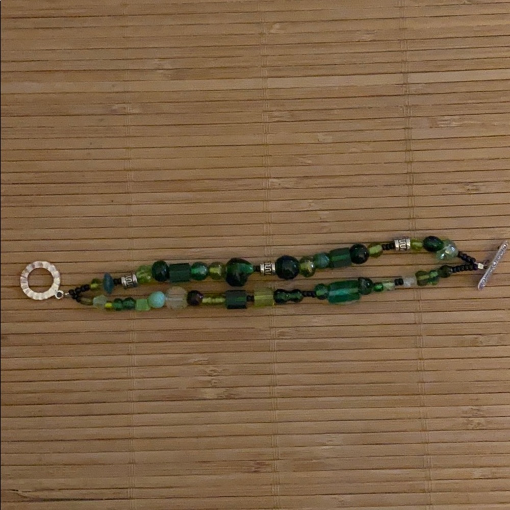 Hand made bracelet using glass and silver.